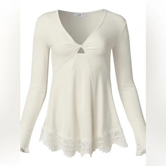 VENUS - Babydoll Lace Trim Top - Picture 6 of 8